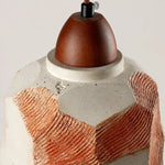 Cargar imagen en el visor de la Galería, Solid wood lamp holder, cord lock, cream rim, and textured shade close-up