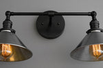 Load image into Gallery viewer, Conique Industrial Double Arm Wall Light for Bathroom & Vanity