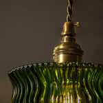 Cargar imagen en el visor de la Galería, Vintage Ripple Glass Pendant Light With Warm Brass Accent