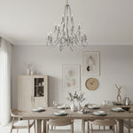 Bild in der Galerieansicht laden, Talonis Kristall-Kronleuchter - Traditioneller Kerzenstil aus Messing und Nickel für Wohnzimmer und Esszimmer