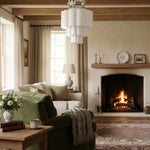 Load image into Gallery viewer, Geotower Glass Brass Ceiling Light – Art Deco Ribbed Globe Flush Mount