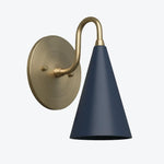 Load image into Gallery viewer, Curva Metal Cone Shade Sconce – Vintage Brass Wall Light for Entryway or Stairwell