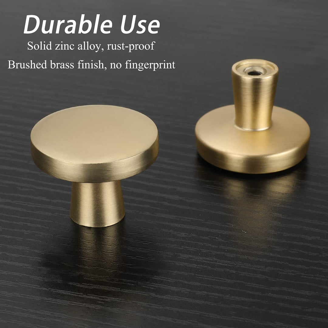 30 Pack Brushed Gold Cabinet Knobs – Round Gold Dresser Knobs Set