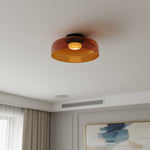 Afbeelding laden in galerijweergave, Celestial Moderne Glazen Plafondlamp – Scandinavisch Ontwerp Glazen Schijfarmatuur voor Slaapkamer en Eetkamer