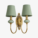 Afbeelding laden in galerijweergave, Rowanea Keramische Wandkandelaar met Stoffen Kap en Metalen Afwerking – Boerderij Moderne Ganglamp