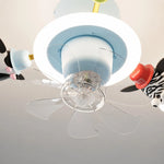 Cargar imagen en el visor de la Galería, Close view of the transparent fan blades and blue lamp body