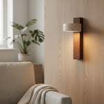 Bild in die Galerieansicht laden, Waloria Zeitgenössische Wandleuchte – Minimalistische Holzleuchte mit Naturstein-Schirm für Wohnzimmer N56