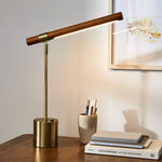 Load image into Gallery viewer, Moss Modern Linear Wood LED Table Lamp – Adjustable Swivel, USB Charging