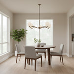 Carica immagine nel visualizzatore della Galleria, Lampadario Contemporaneo Shella a Cinque Sfere – Lampada a Sospensione in Legno, Metallo e Vetro per Camera da Letto o Sala da Pranzo