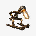 Cargar imagen en el visor de la Galería, White retro industrial pipe table lamp