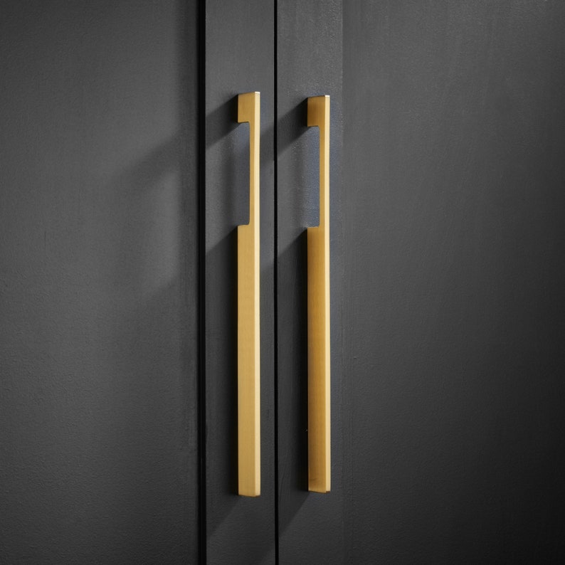 Slimline Cabinet Handles – Brushed Gold Drawer Pulls for Modern Style