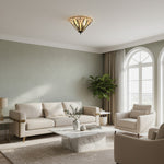 Afbeelding laden in galerijweergave, TF Astoria Moderne Deco Opbouw Plafondlamp met Gestructureerd Glas – Elegante Verlichtingsarmatuur voor Thuis