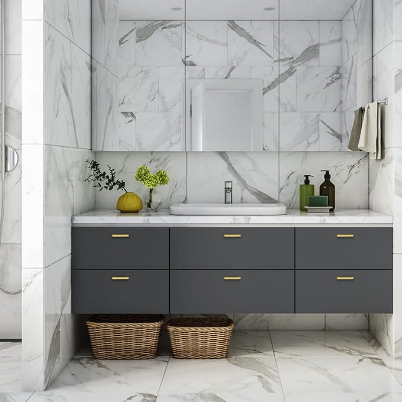 15-Pack Modern Square Drawer Pulls – Brushed Brass Gold Handles