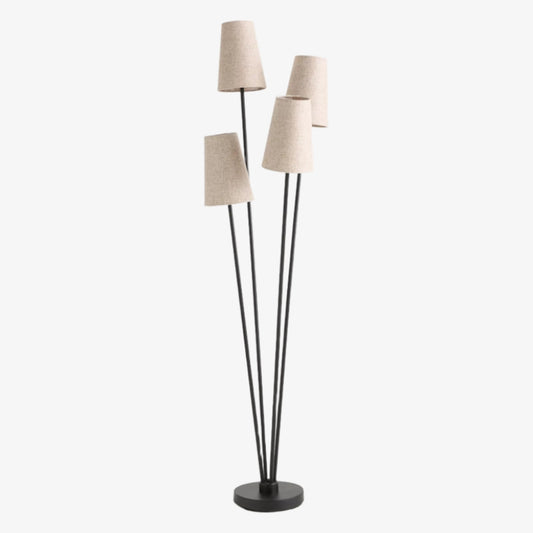 Duova 4-Licht Stehlampe – Stehlampe mit Stoffschirm für Leseecken oder Wohnbereiche