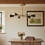 Load image into Gallery viewer, Pyralis Cone Semi Flush Brass Chandelier - Gold Modern Sputnik Light Fixture