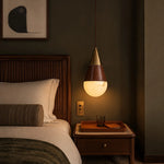 Cargar imagen en el visor de la Galería, Vintage Leather Faux Marble Teardrop Pendant Light for Dining Rooms and Bedside