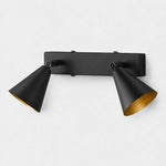 Bild in die Galerieansicht laden, Two-head black adjustable cone wall lamp on linear backplate