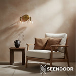 Afbeelding laden in galerijweergave, Glavira gerecyclede glazen dubbele wandlamp - binnen messing wandverlichting