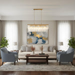 Afbeelding laden in galerijweergave, Vitralon Lineaire Hanglamp - Diamantvormige Glazen Lampenkap (Kristalhelder) - Geschikt voor Woon- en Eetkamers