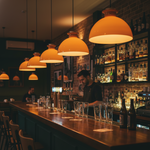 Load image into Gallery viewer, Glebe Glossy Glass Dome Pendant Lamp – Industrial Orange Hanging Light for Kitchen and Dining Room
