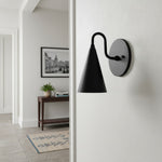 Load image into Gallery viewer, Curva Metal Cone Shade Sconce – Vintage Brass Wall Light for Entryway or Stairwell