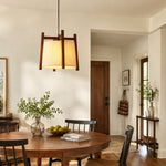 Carica l'immagine nella visualizzazione Galleria, Single walnut fabric pendant light above a dining table