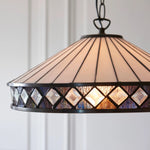 Afbeelding laden in galerijweergave, TF Fargo Hanglamp - Tiffany-stijl verlichting met een Art Deco kap en verstelbare ketting