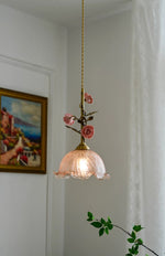 Bild in die Galerieansicht laden, Lalique Rosen Glas Pendelleuchte