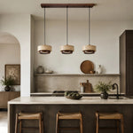 Cargar imagen en el visor de la Galería, three head travertine pendant light over a kitchen island