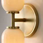 Load image into Gallery viewer, Vega Glass 2 Light Wall Sconce with Champagne Glass Shades - Modern Metal Frame Wall Light for Bathroom & Hallway