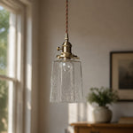 Afbeelding laden in galerijweergave, Japanse vintage hanglamp van craqueléglas