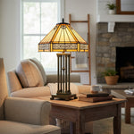 Load image into Gallery viewer, Velora Artisan Dragonfly Stained Glass Table Lamp — Vintage Tiffany Style Accent Light for Living Room