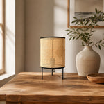 Cargar imagen en el visor de la Galería, natural woven LED table lamp in a warm room setting