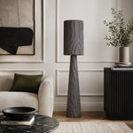 Cargar imagen en el visor de la Galería, Gray striped floor lamp styled in a sofa corner