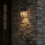 Load image into Gallery viewer, Frostine Traditional Outdoor Wall Light - Leaded Water Glass Lantern for Porch and Patio Lighting