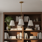 Załaduj obraz do przeglądarki galerii, Ruffmeto Żyrandol z Metalową Ramą i Falowanym Abażurem do Jadalni, Przedpokoju i Salonu