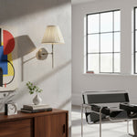 Afbeelding laden in galerijweergave, Cremaris metalen wandlamp met stoffen kap - tijdloze wandlamp voor binnenverlichting