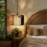Cargar imagen en el visor de la Galería, Natural Loofah Woven Pendant Lamp Wabi Sabi Patchwork Hanging Light