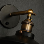 Afbeelding laden in galerijweergave, Close-up of round wall plate, metal arm, and adjustable joint