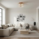 Afbeelding laden in galerijweergave, Rilona Gestreepte Glazen Trommel Plafondlamp — Klassieke Semi-Opbouw Lamp voor Slaapkamer of Kantoor U13