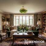 Afbeelding laden in galerijweergave, Verdura Glas Semi-Opbouwarmatuur - Elegante Groene Glazen Plafondlamp