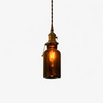Cargar imagen en el visor de la Galería, Amber brown glass pendant lamp detail