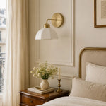 Bild in die Galerieansicht laden, White milk glass wall lamp installed beside a bed