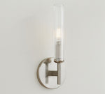 Afbeelding laden in galerijweergave, Bravira geribbelde glazen wandlamp - buis metalen lamp in klassieke afwerkingen