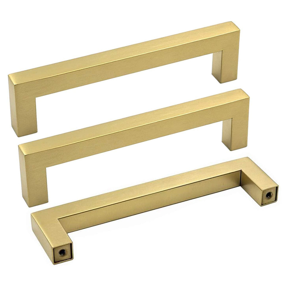 15-Pack Modern Square Drawer Pulls – Brushed Brass Gold Handles