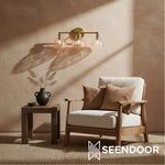 Afbeelding laden in galerijweergave, Glavira gerecyclede glazen dubbele wandlamp - binnen messing wandverlichting