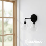 Load image into Gallery viewer, Merin Metal & Glass Sculptural Wall Sconce for Vanity & Bathroom