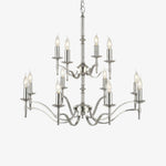 Cargar imagen en el visor de la Galería, Candelabro de Latón y Níquel Tela – Lámpara Elegante de Múltiples Luces para Vestíbulos y Cocinas