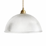 Cargar imagen en el visor de la Galería, Clear ribbed glass pendant light on a white background