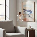 Afbeelding laden in galerijweergave, Korlisse natuurlijke steen en glazen hanglamp – stijlvolle lamp voor lounge of woonkamer